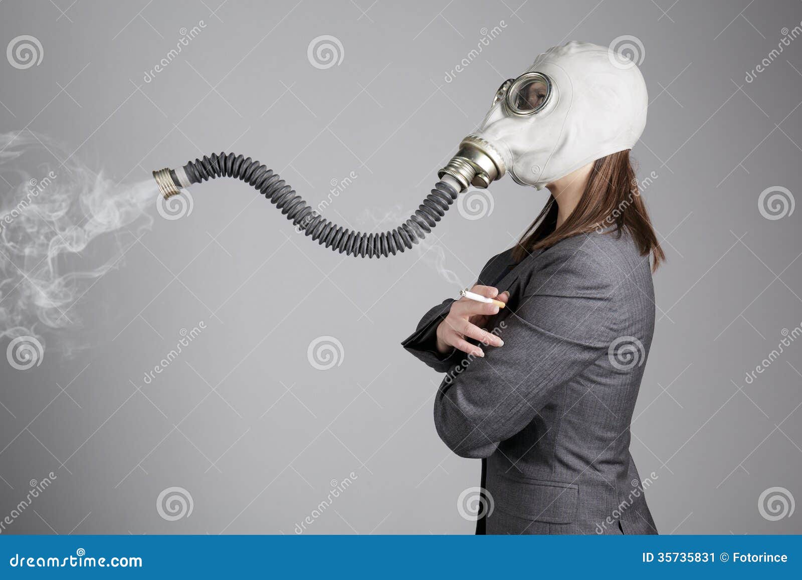Woman in a Gas Mask with a Cigarette Stock Image Image of dramatic