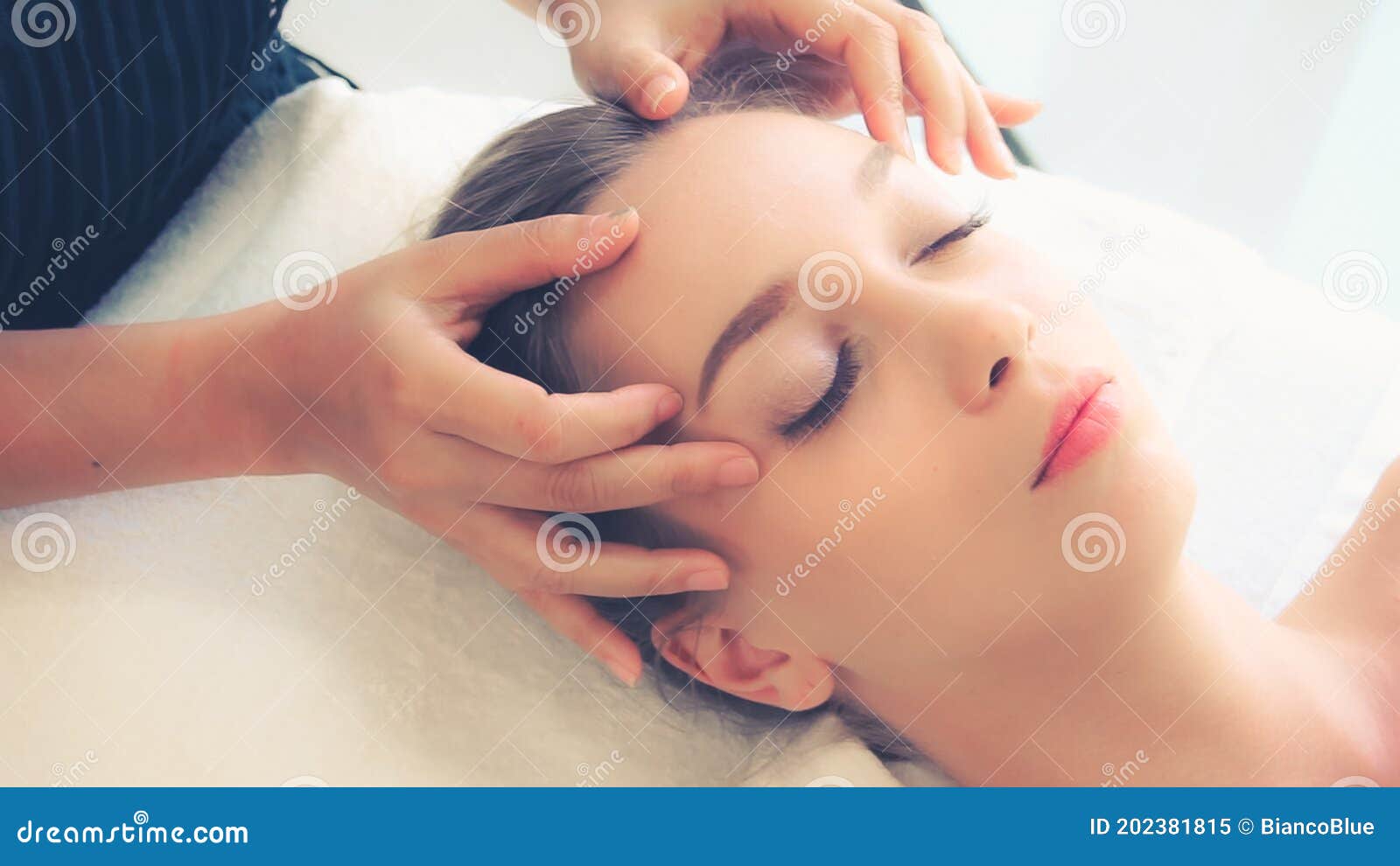 Woman Gets Facial And Head Massage In Luxury Spa Stock Image Image Of Healthy Portrait