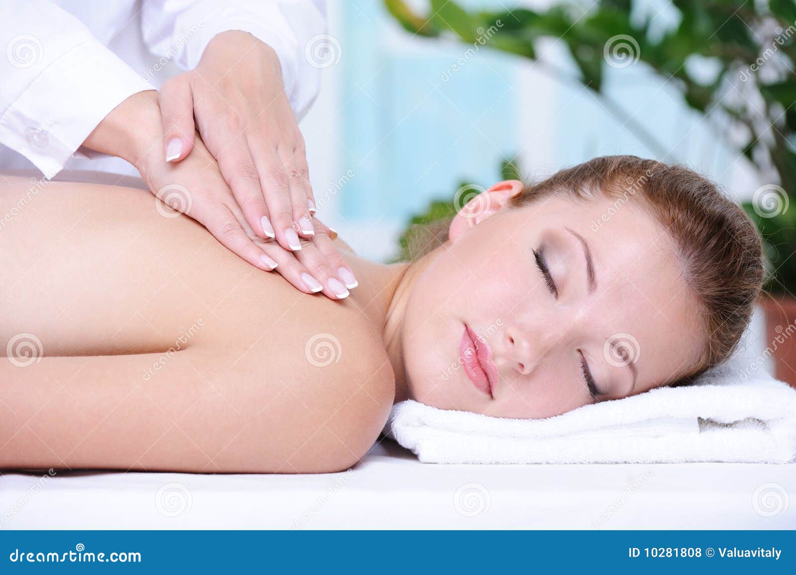 Woman Getting Back Massage and Relaxation Stock Photo - Image of