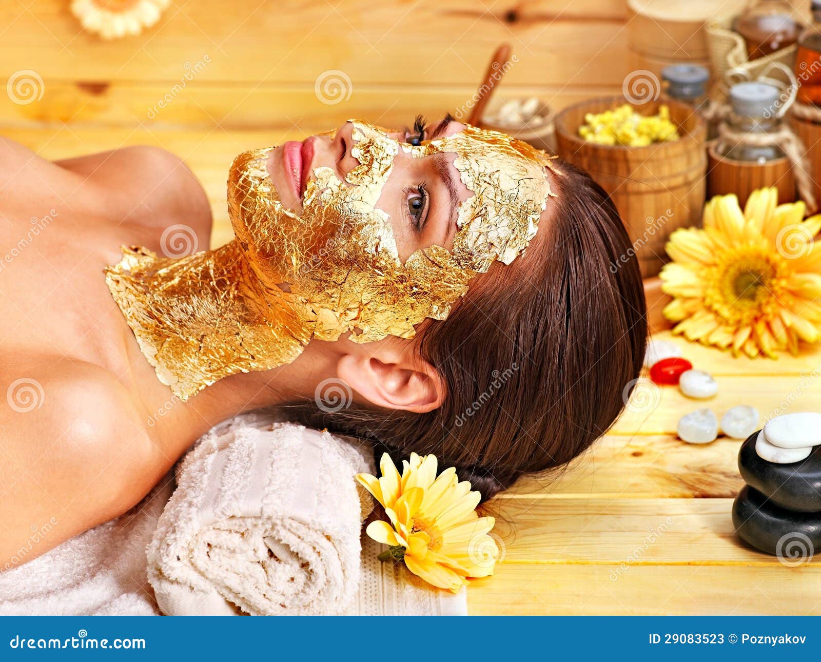 Woman Getting Facial Mask Stock Image Image Of Gerbera Facial