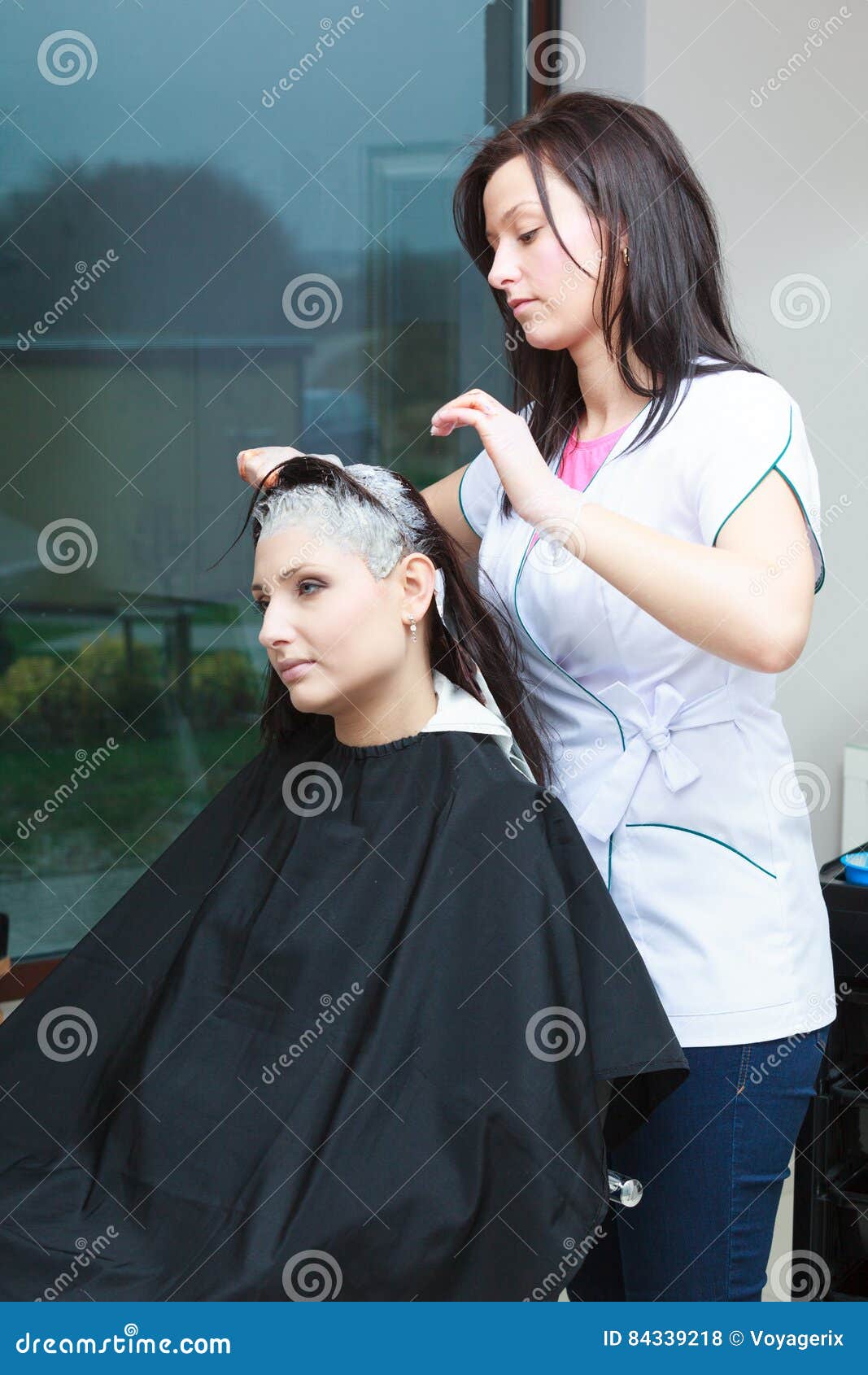 Woman Getting Hair Colored In Beauty Salon Stock Photo Image Of