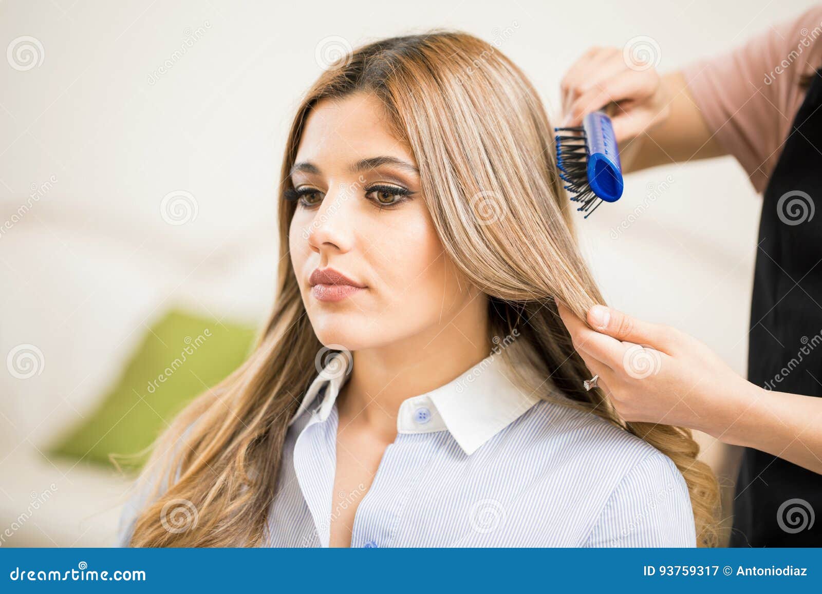 Woman Getting Her Hair Done Stock Image - Image of women, comb: 93759317
