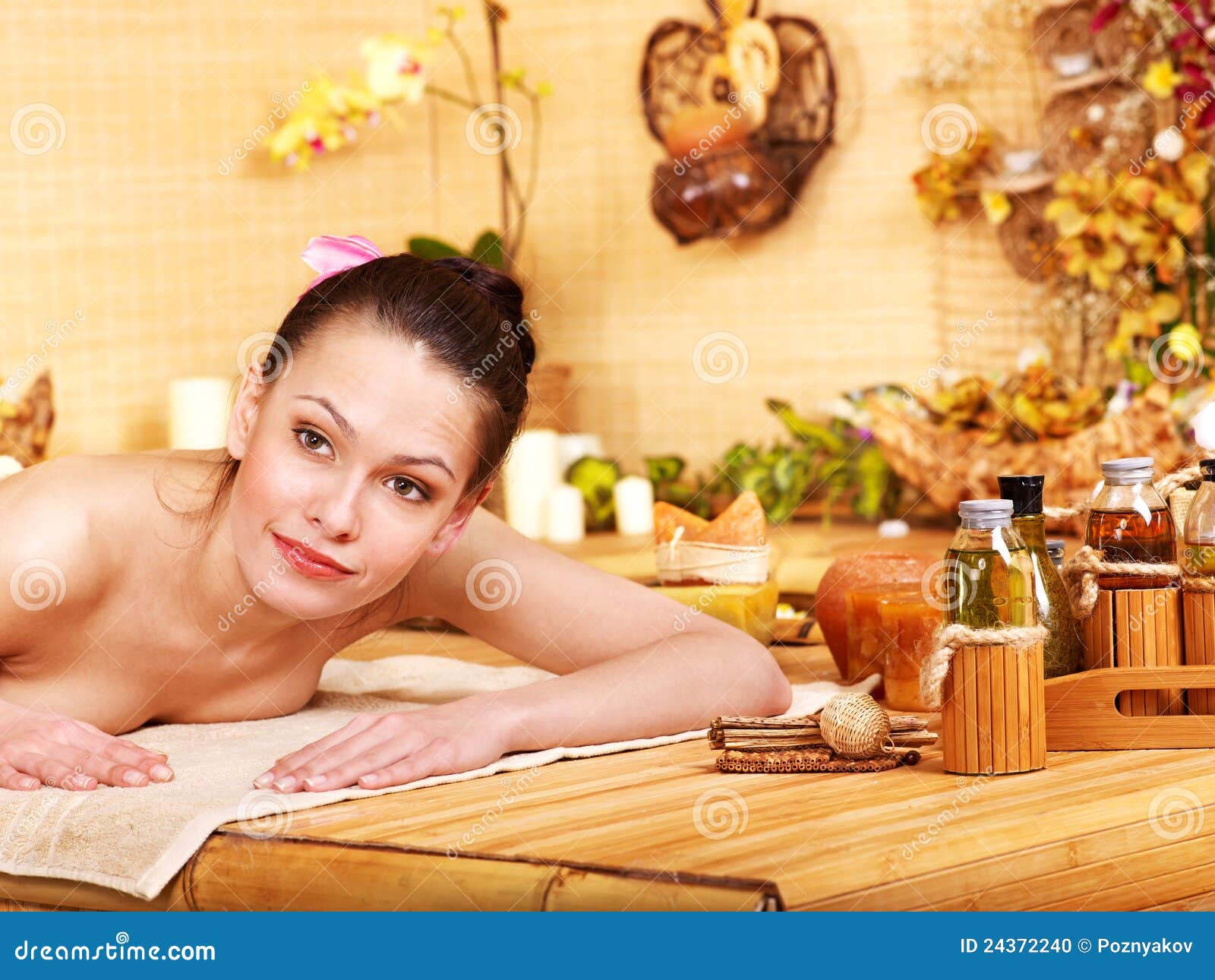 Woman Getting Massage In Bamboo Spa Stock Photo Image Of Beauty Back