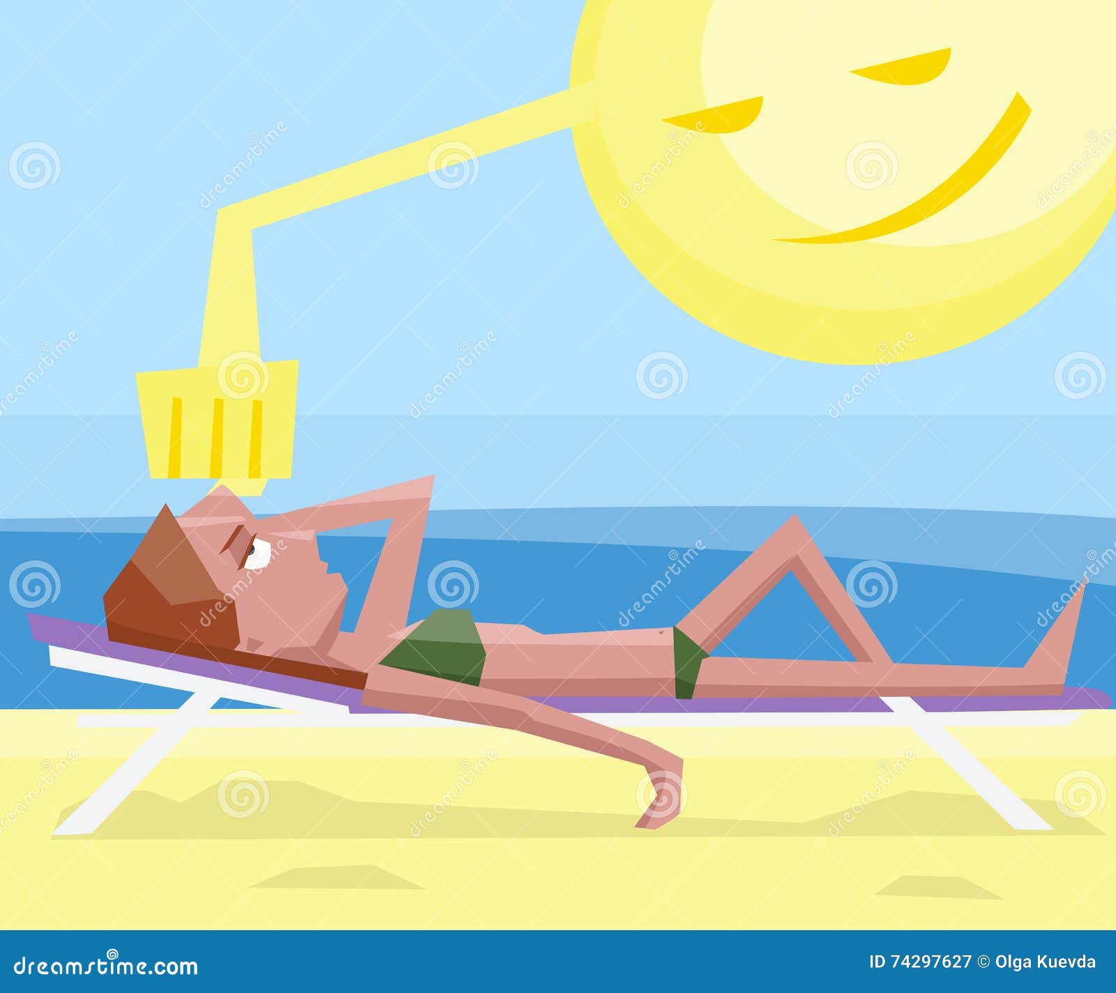 woman getting sunstroke at beach