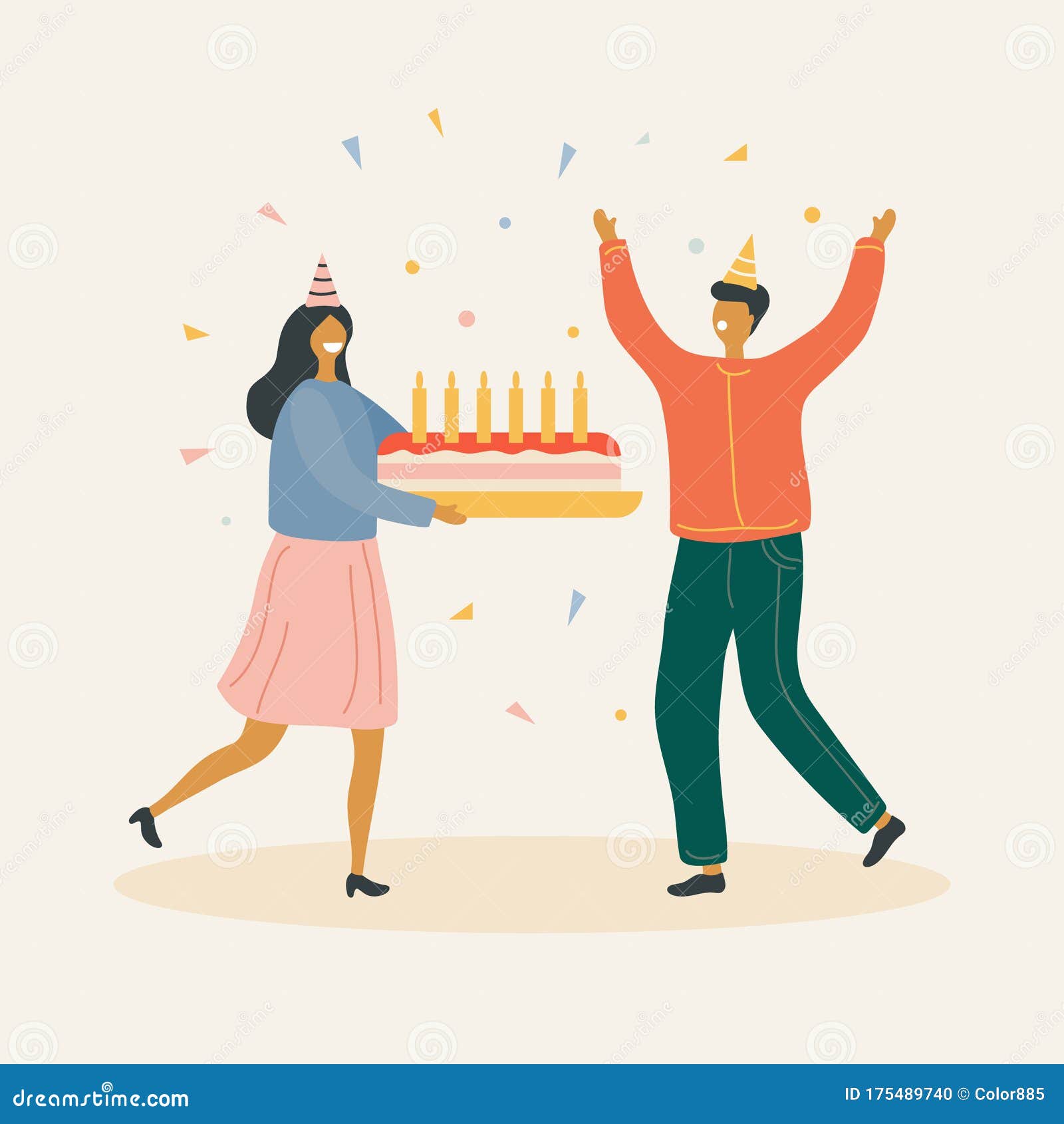 Woman Gives a Man a Birthday Gift Vector Illustration Stock Vector ...