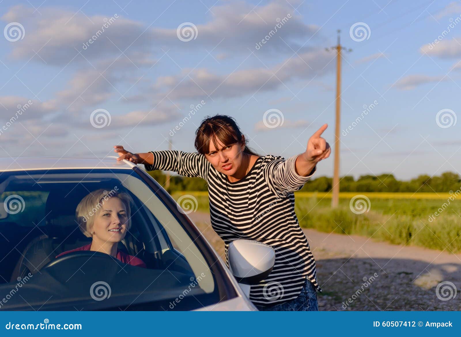woman giving directions to a lost driver