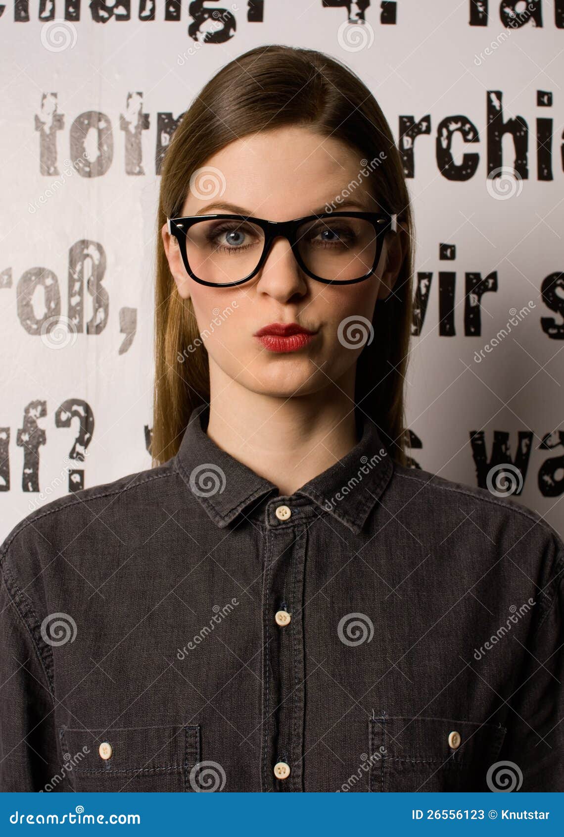 Young woman large glasses stock image. Image of brainy 26556123