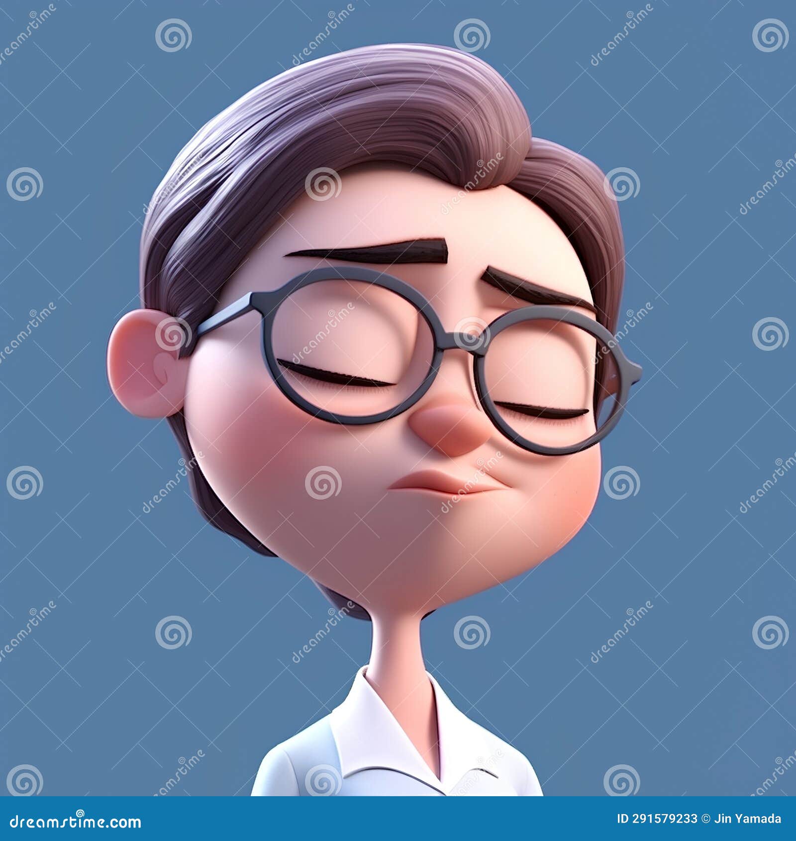 woman with glasses and blue background, 3d rendering. computer digital drawing.