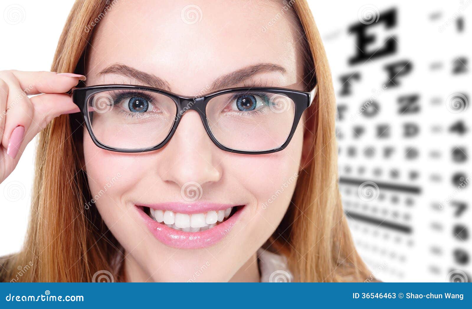 Woman with Glasses and Eye Test Chart Stock Image - Image of ...