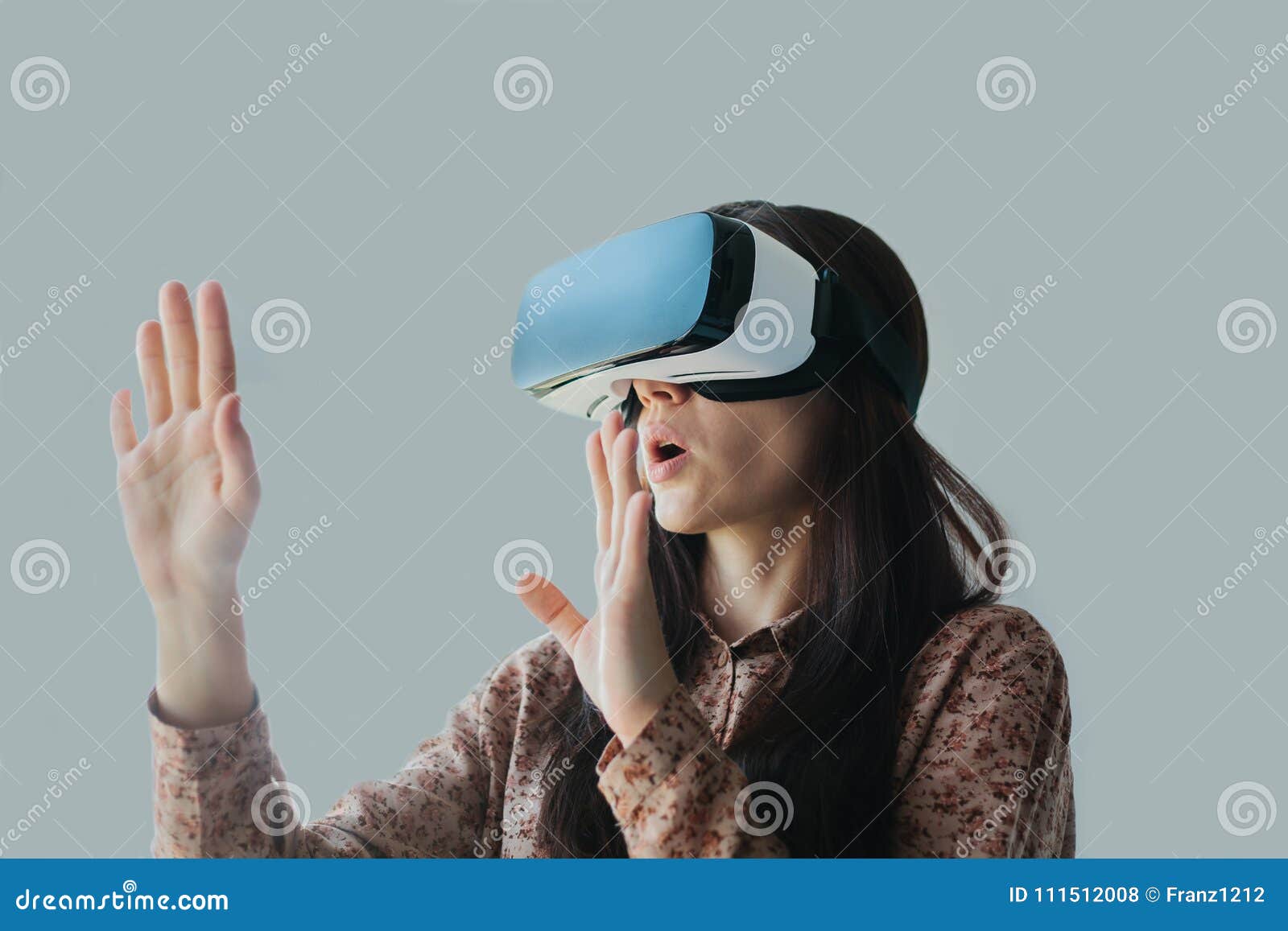The Woman with Glasses of Virtual Reality. Future Technology Concept
