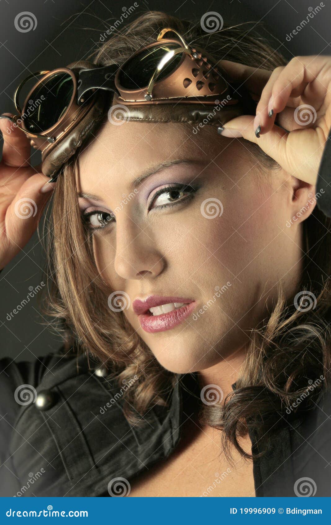Woman in Goggles stock image. Image of close, face, coat 19996909