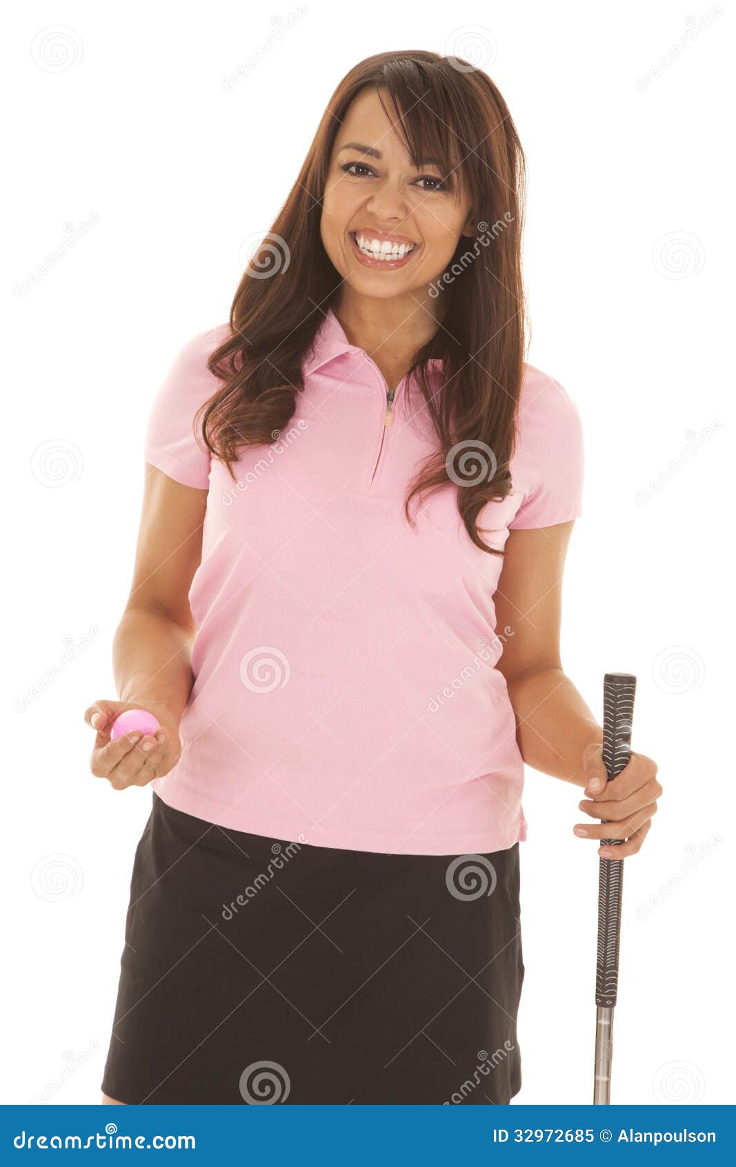 Woman With Large Breasts Posing In Pink Shirt Stock Photo, Picture and  Royalty Free Image. Image 97370863.