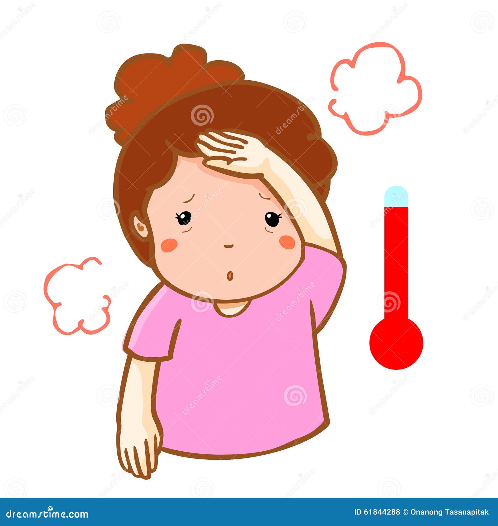 Woman Got Fever High Temperature Cartoon Stock Vector - Illustration of  cartoon, pharmacy: 61844288