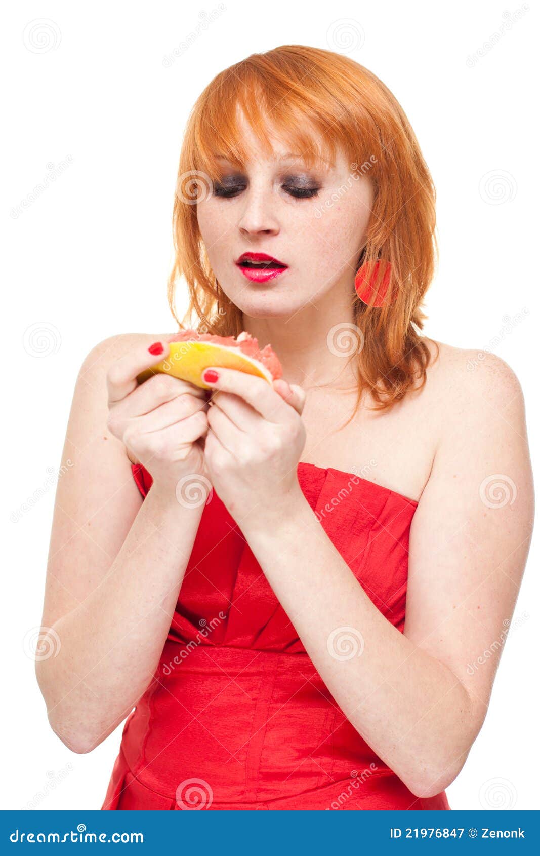 Woman with Grapefruit Isolated Stock Image Image of diet, clear 21976847