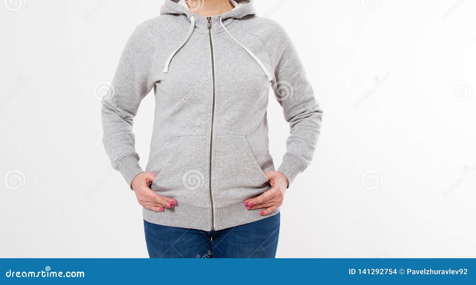 Download Woman In Gray Sweatshirt, Hoodies. White Background - Gray ...