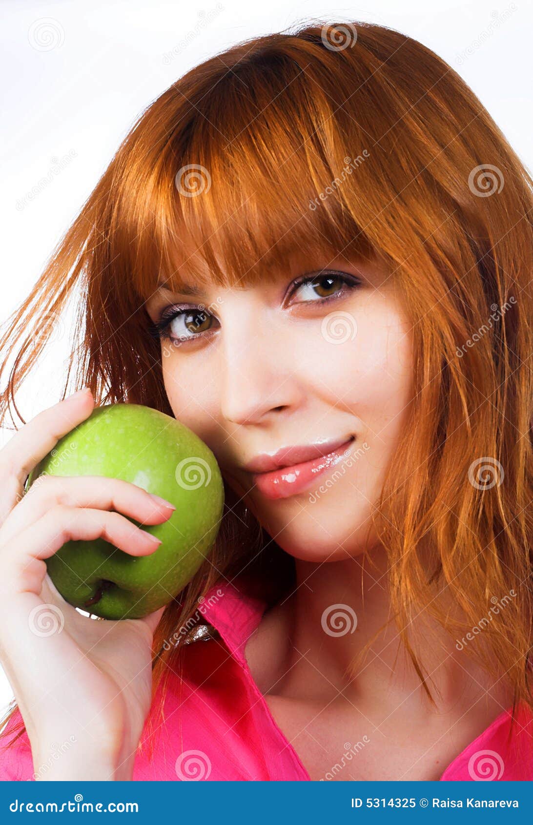 Woman with green apple stock image. Image of food, beautiful - 5314325