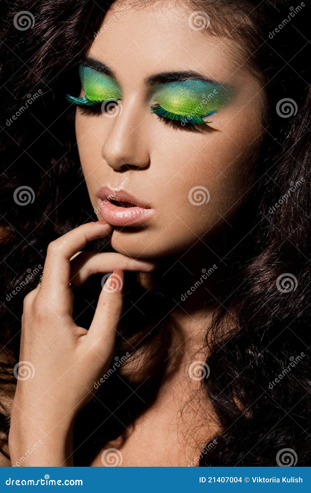 woman with green visage