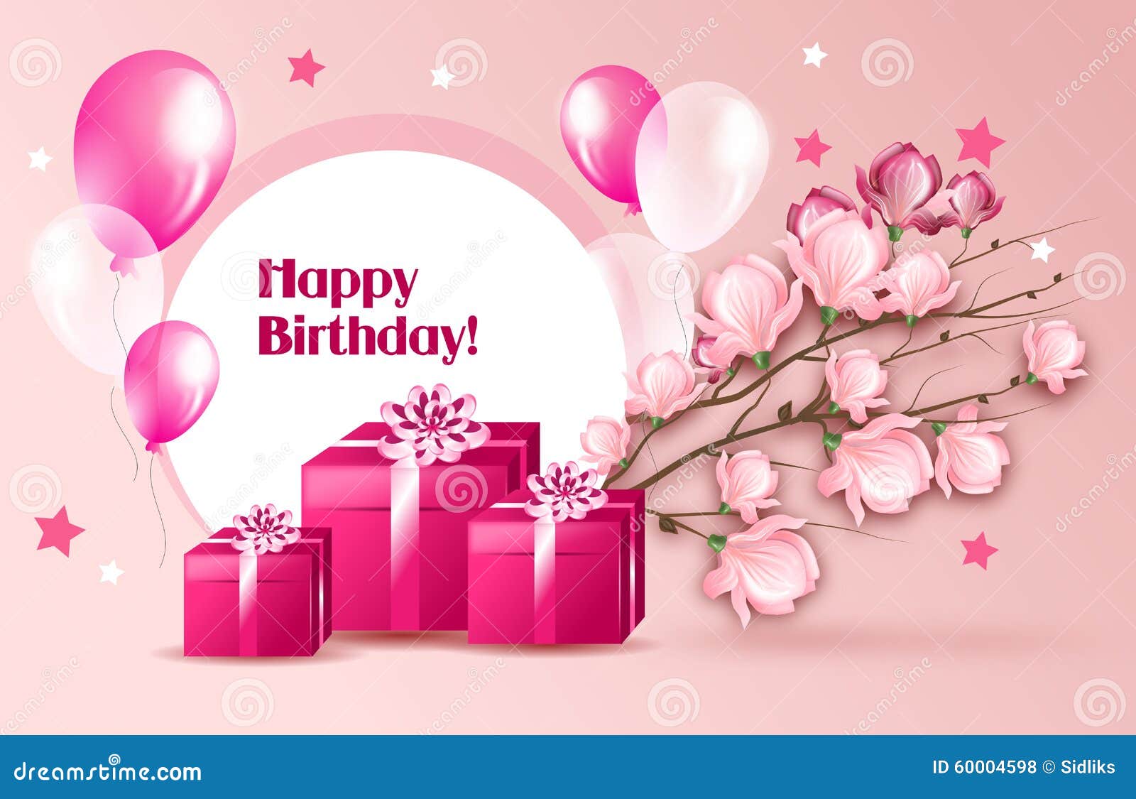 Woman Greeting Card For Birthday Stock Illustration - Image: 60004598