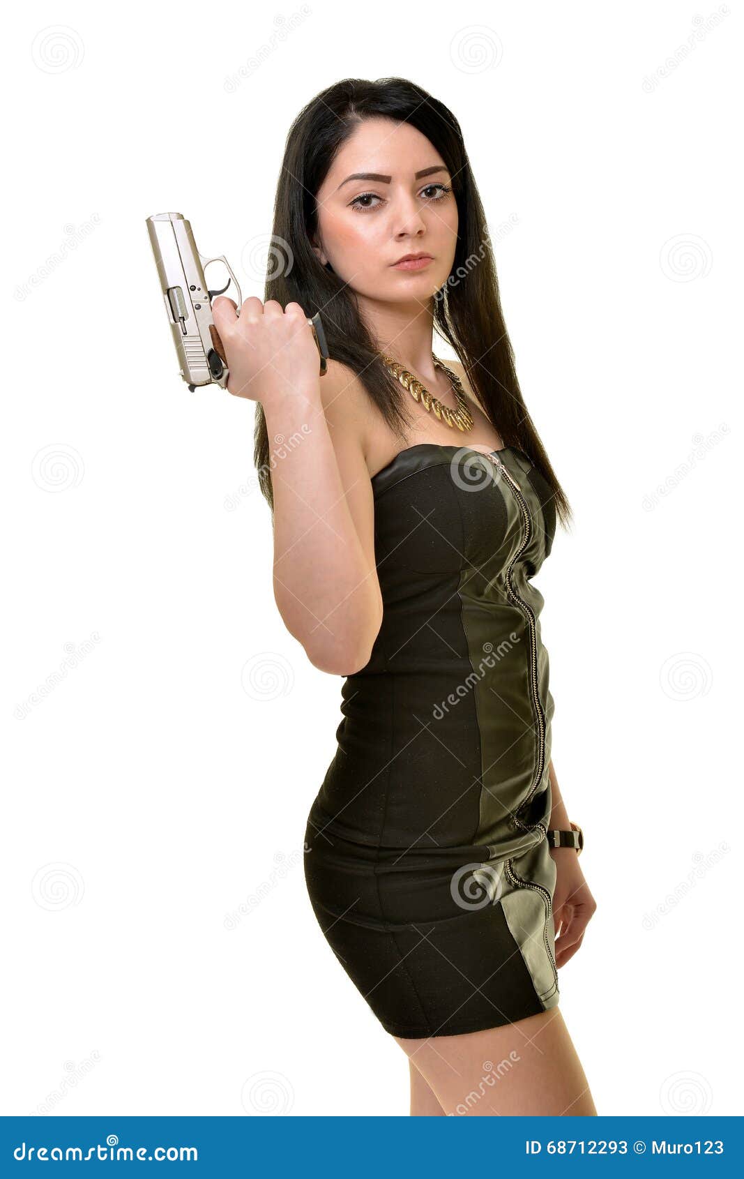 Woman with gun stock image. Image of adult, confrontation - 68712293