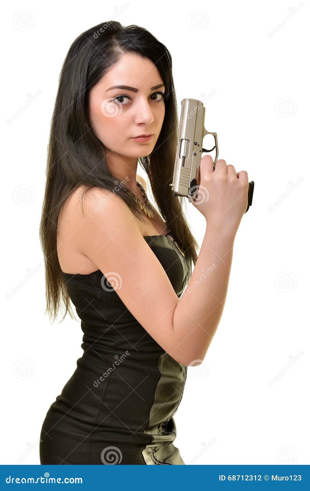 Woman with gun stock photo. Image of adults, beautiful - 68712312