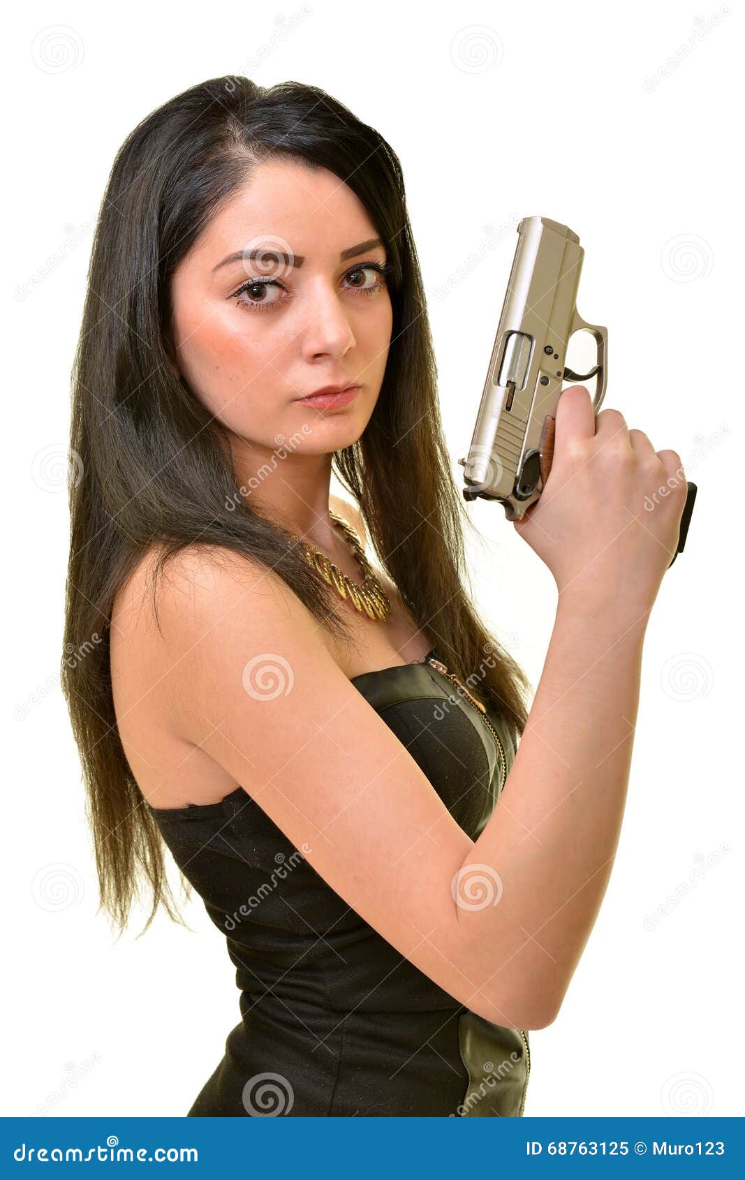 Woman with gun stock image. Image of crime, female, armed - 68763125