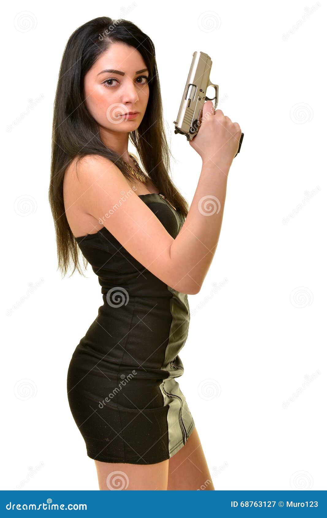 Woman with gun stock image. Image of elegance, enemies - 68763127