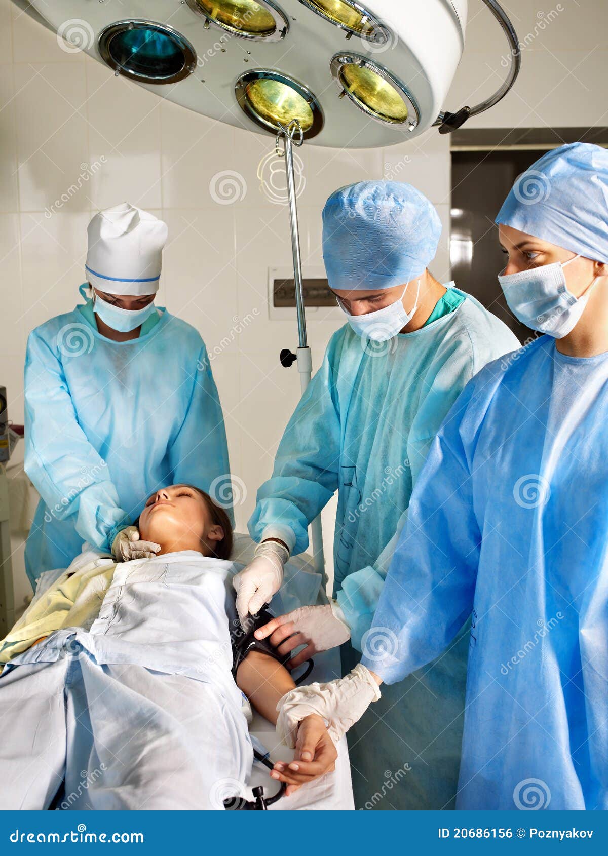 Woman on Gurney in Operating Room. Stock Photo Image of nurse
