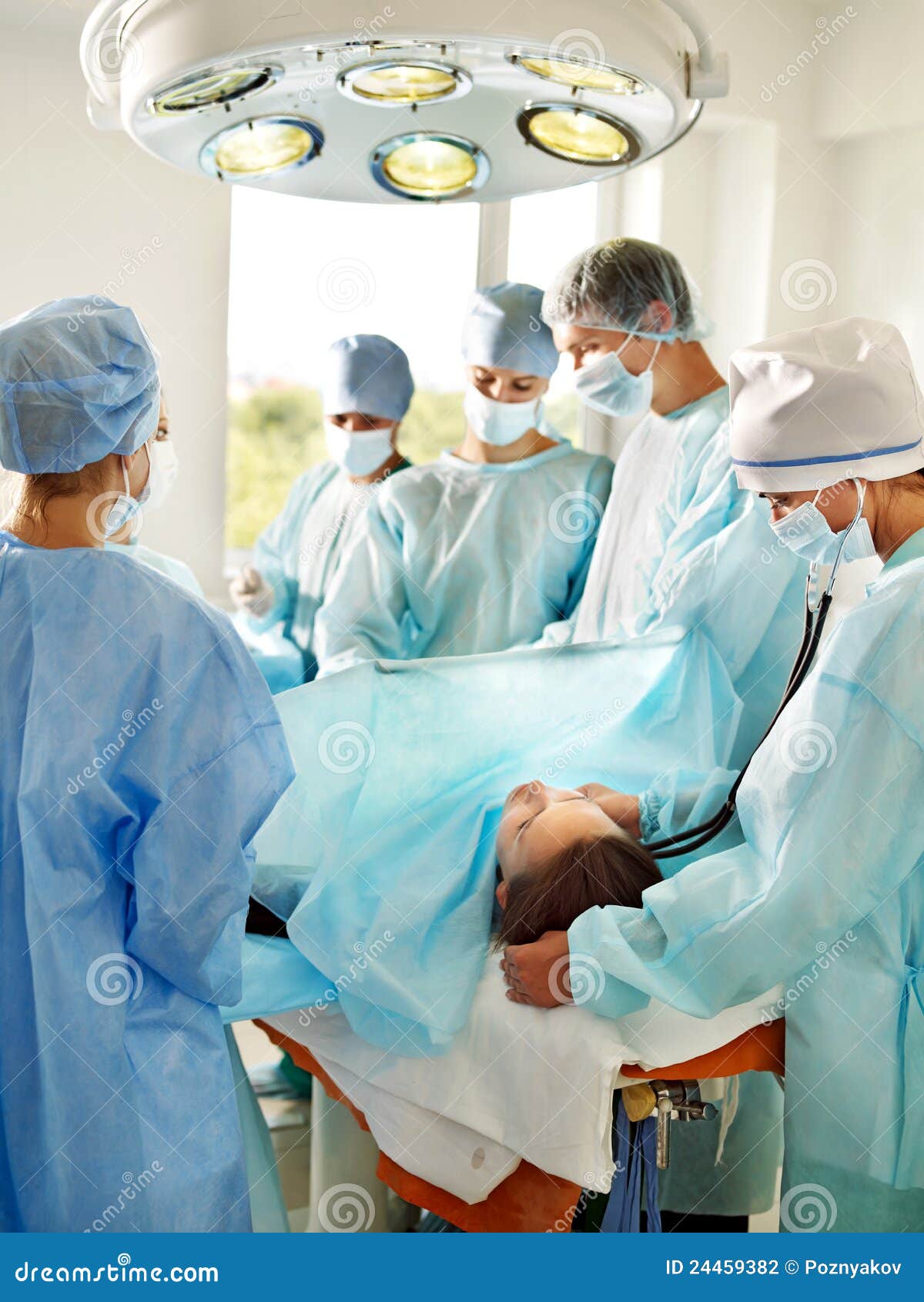 Woman On Gurney In Operating Room. Stock Photography Image 24459382