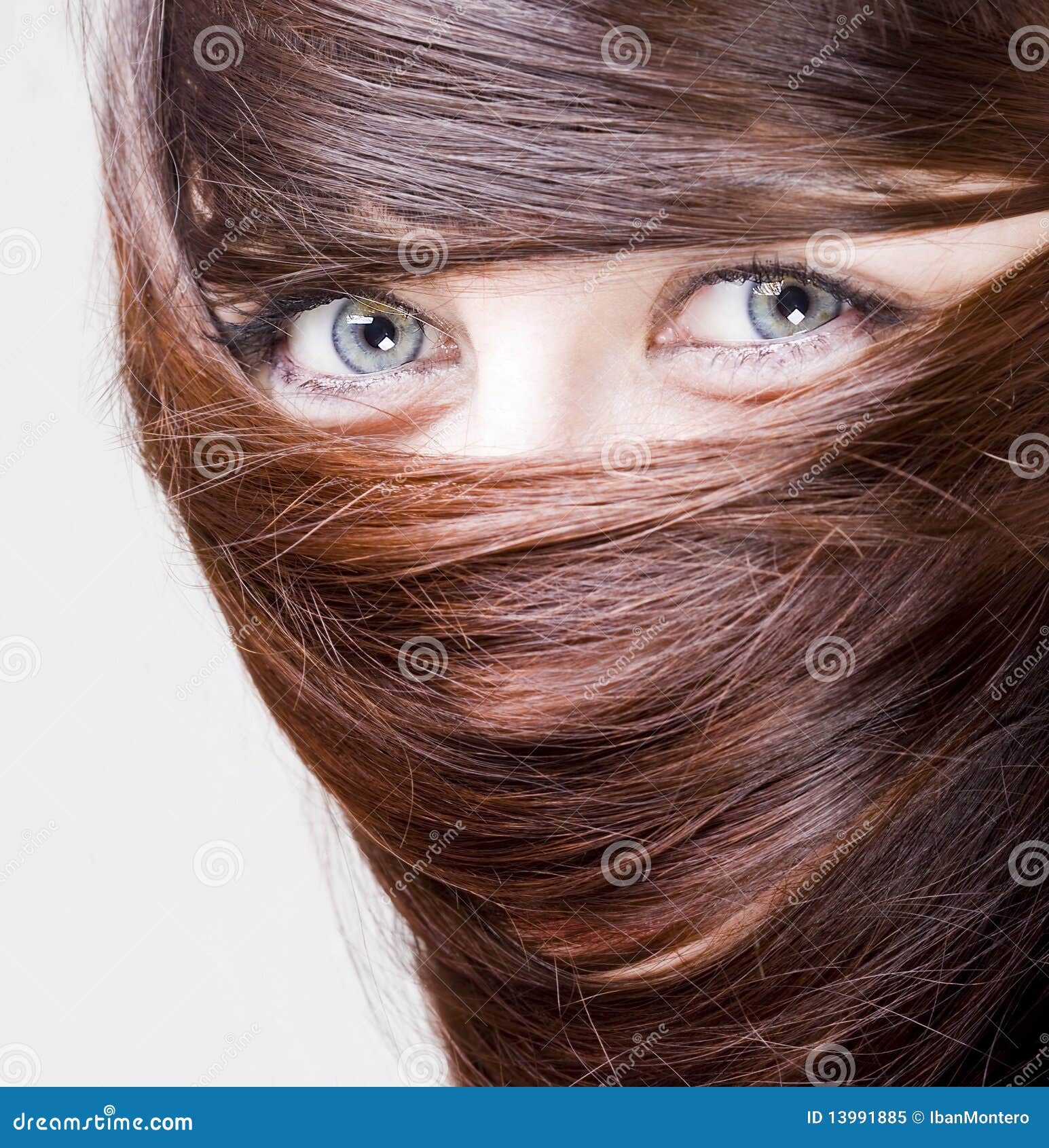 Woman with Hair Around the Eyes Stock Image Image of strange, stylish