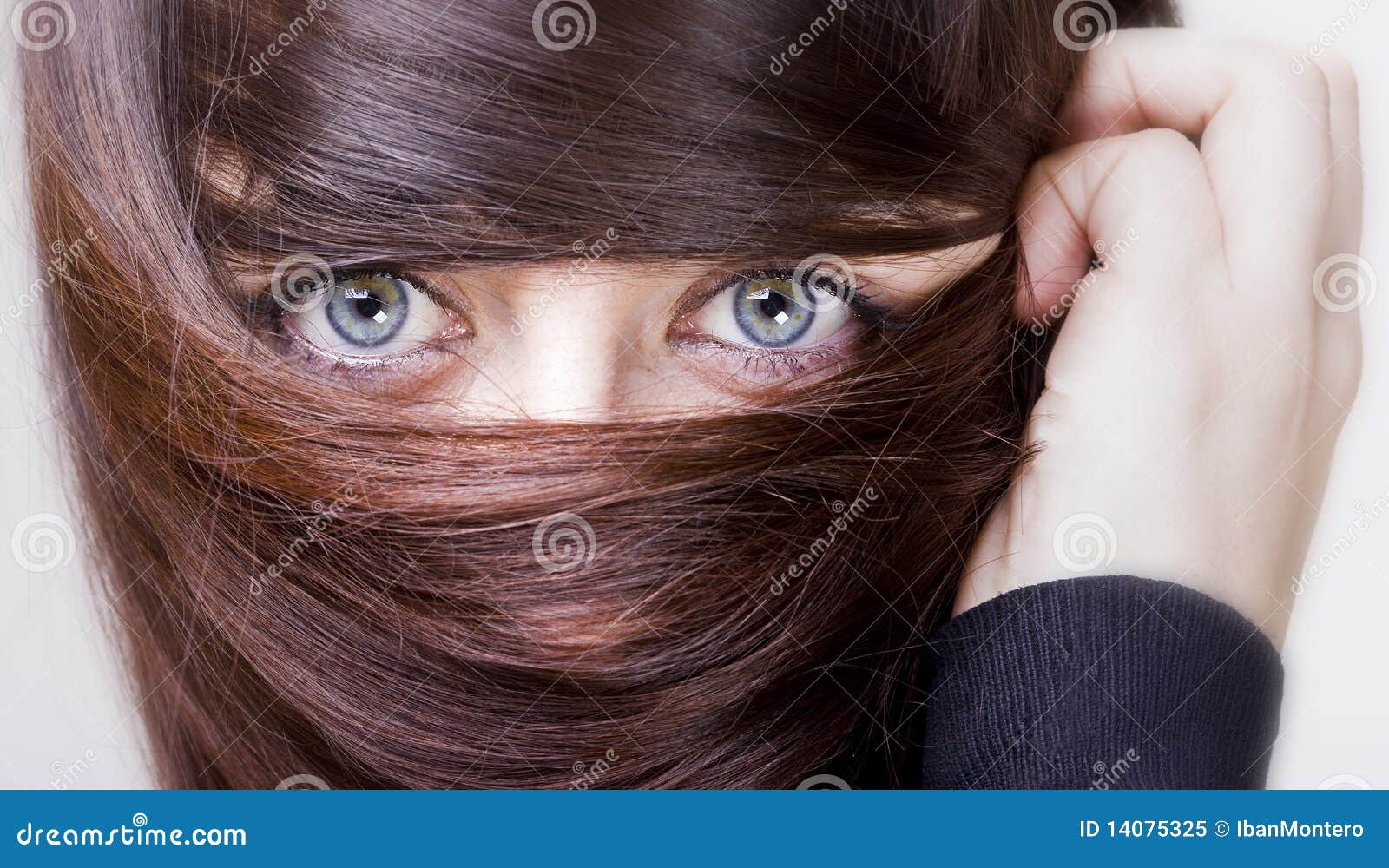 Woman with Hair Around the Eyes Stock Image Image of elegance