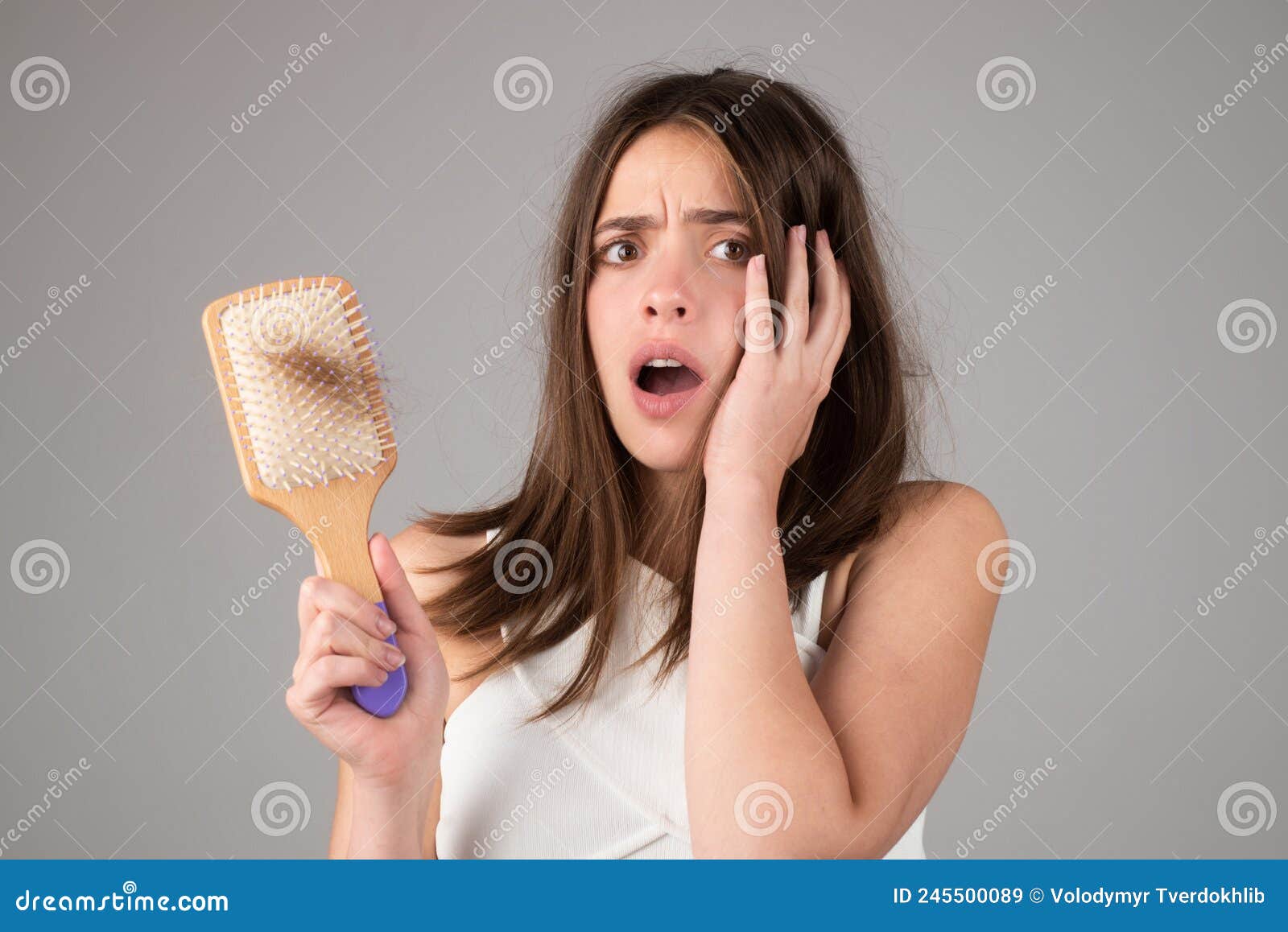 Woman with Hair Loss Problem Worried about Hair Loss. Stock Image ...