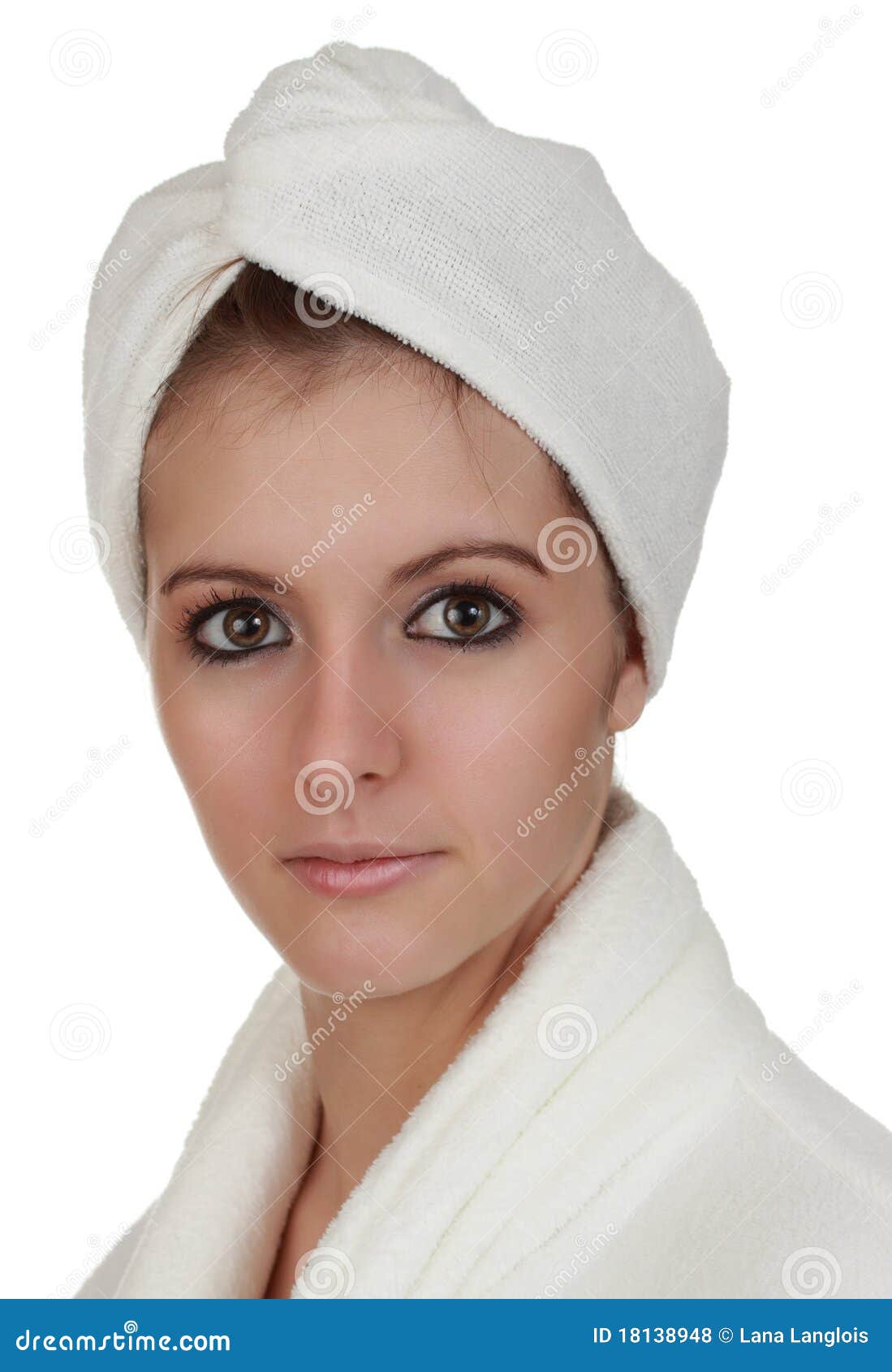 Woman with hair wrap towel stock photo. Image of towel 18138948