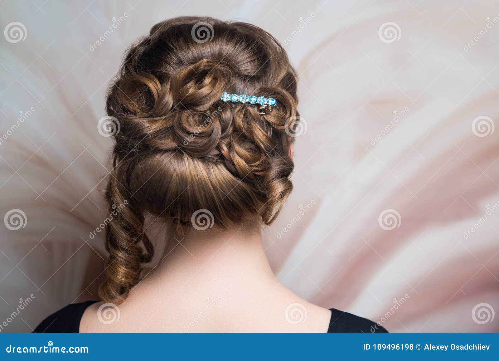 Woman Hairstyle Gathered Hairdo Curls Stock Photo - Image of hair, female:  109496198