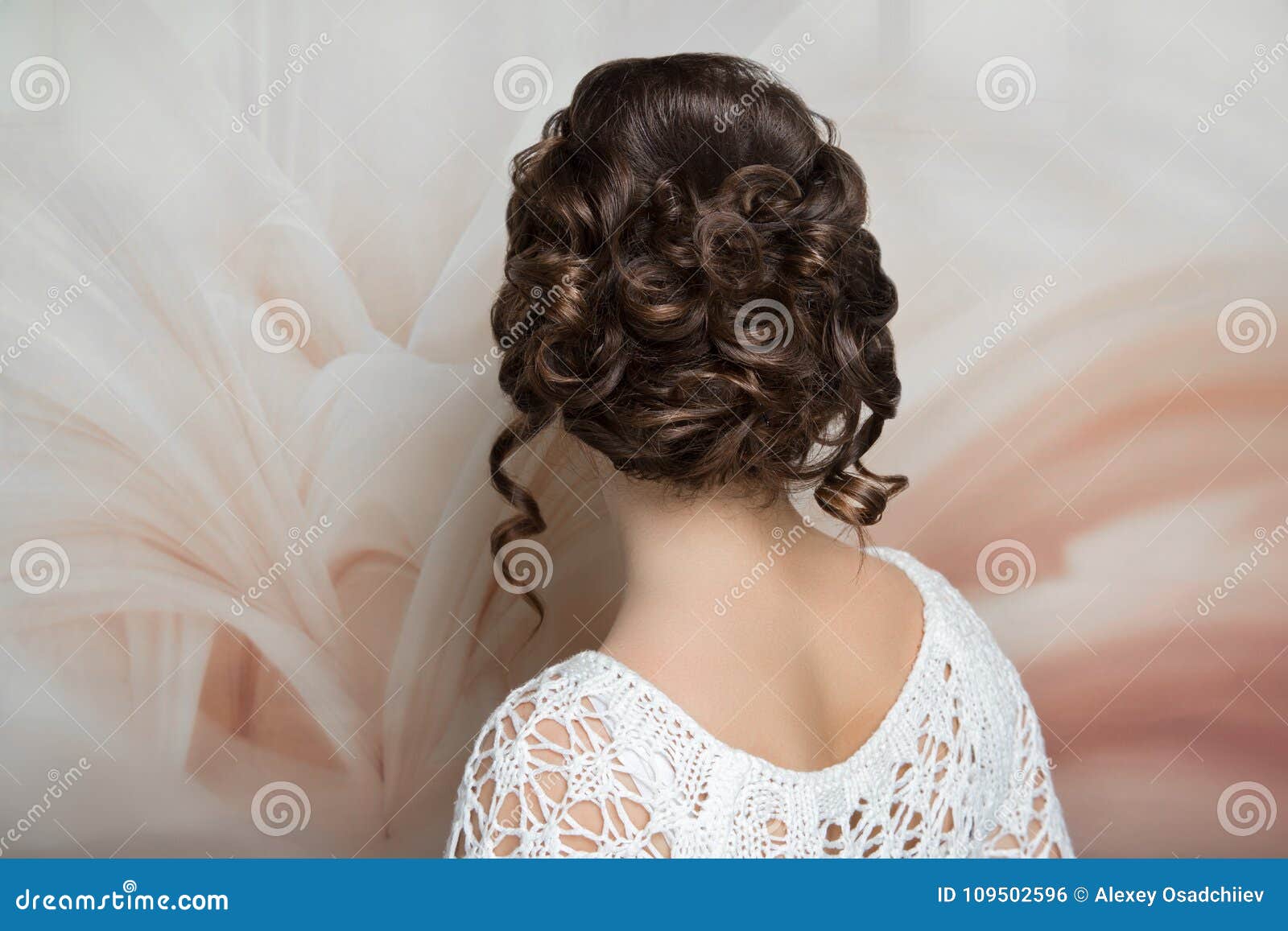 Woman Hairstyle Gathered Hairdo Curls Stock Photo Image Of