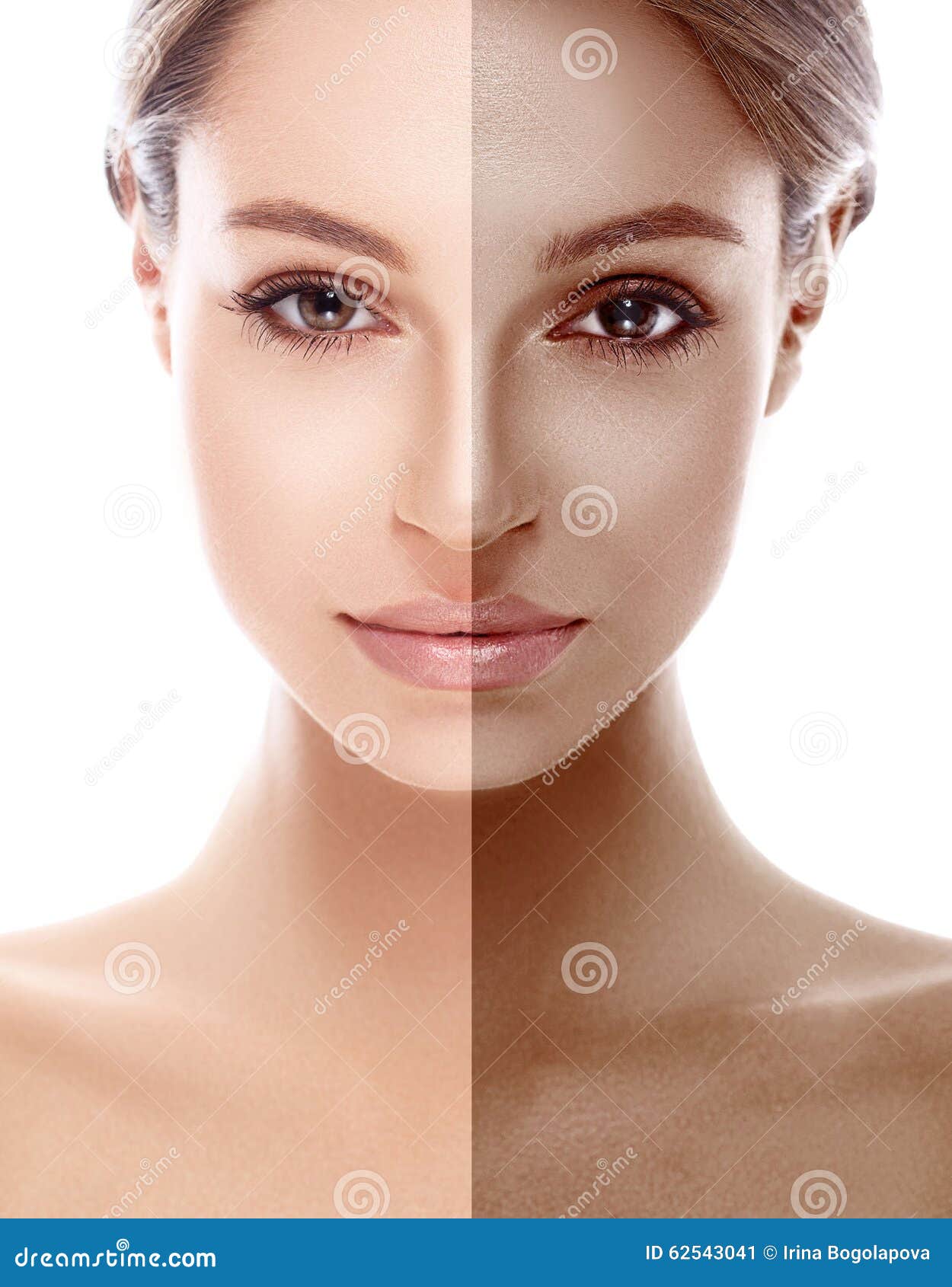 woman half face tan beautiful portrait