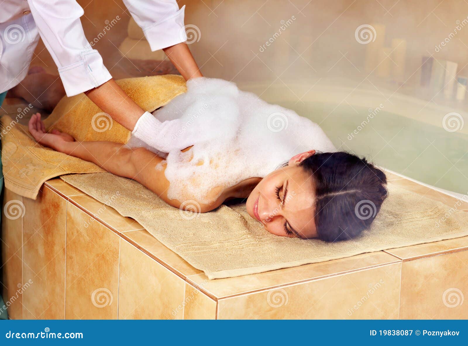 woman in hammam or turkish bath