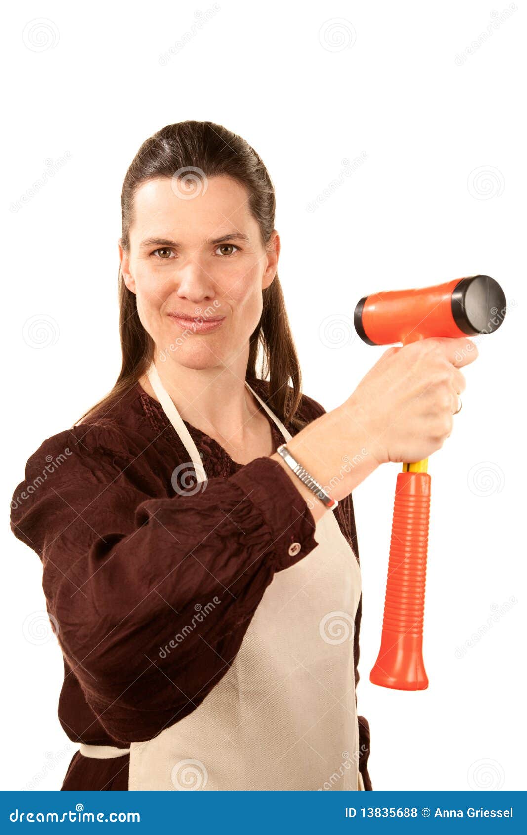 Woman with hammer stock photo. Image of construction 13835688