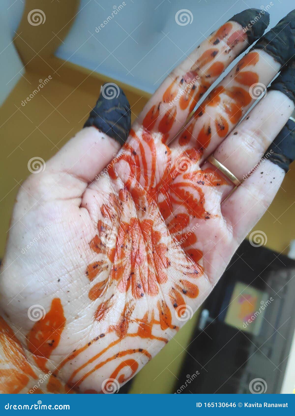 Woman Hand with Black Mehndi Tattoo Stock Photo - Image of competition ...