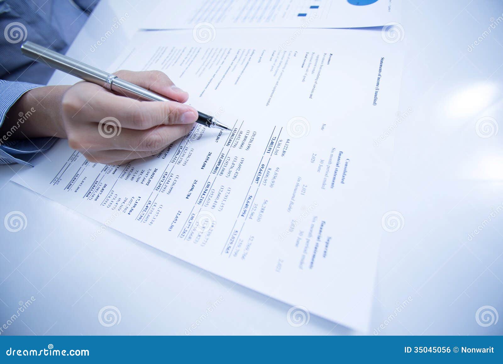 Woman Hand and Business Report Stock Photo - Image of financial ...