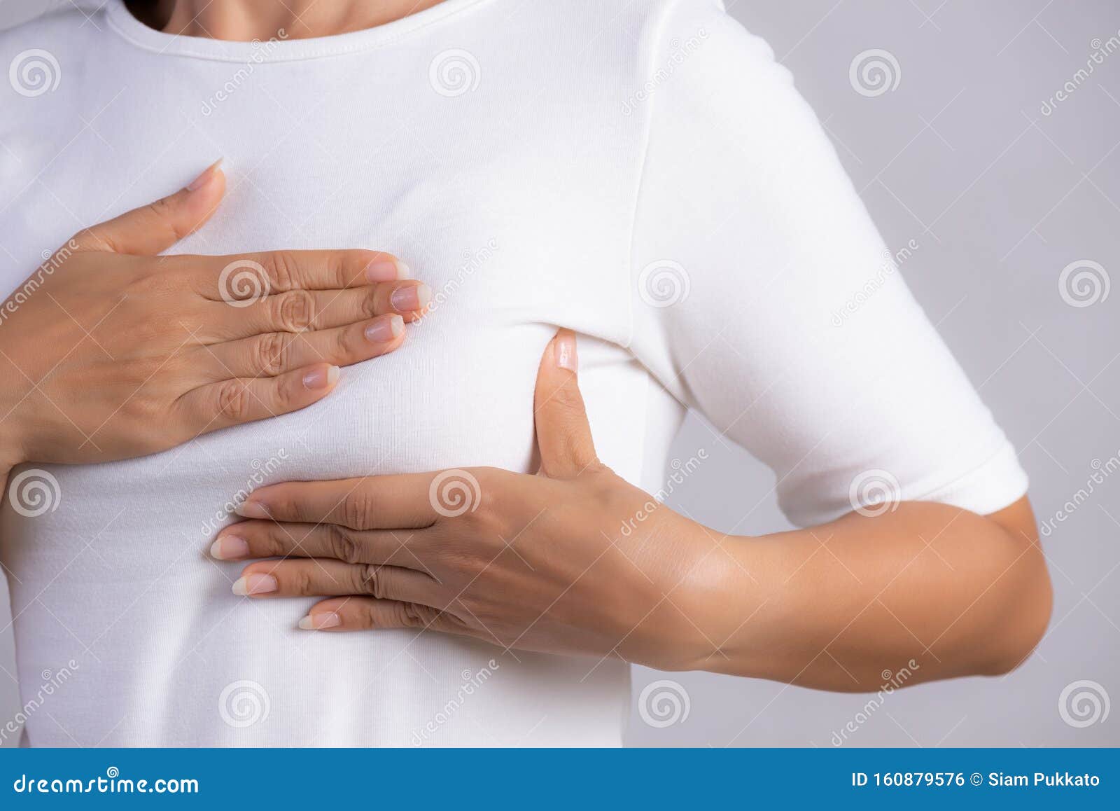 Beautiful Girl Holding Her Small Breasts Stock Photo 162848189