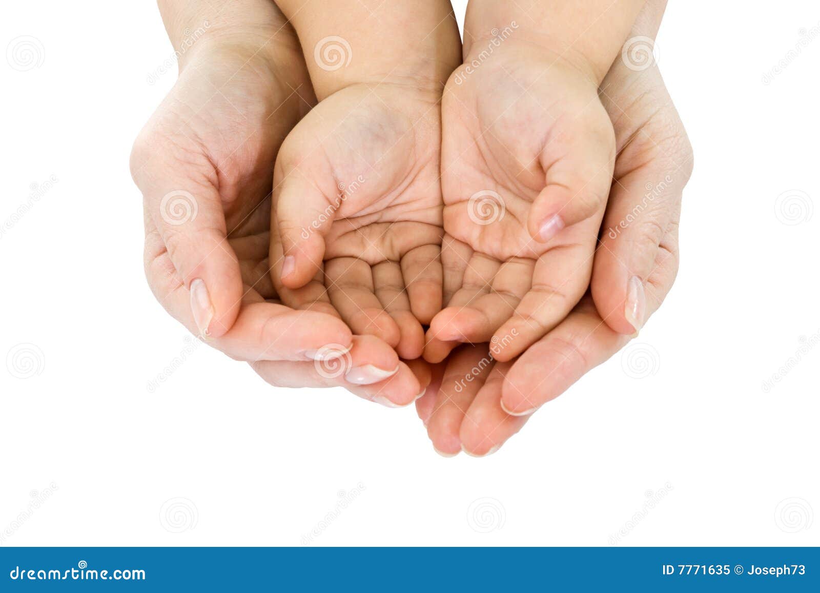 woman hand hold a child's handful