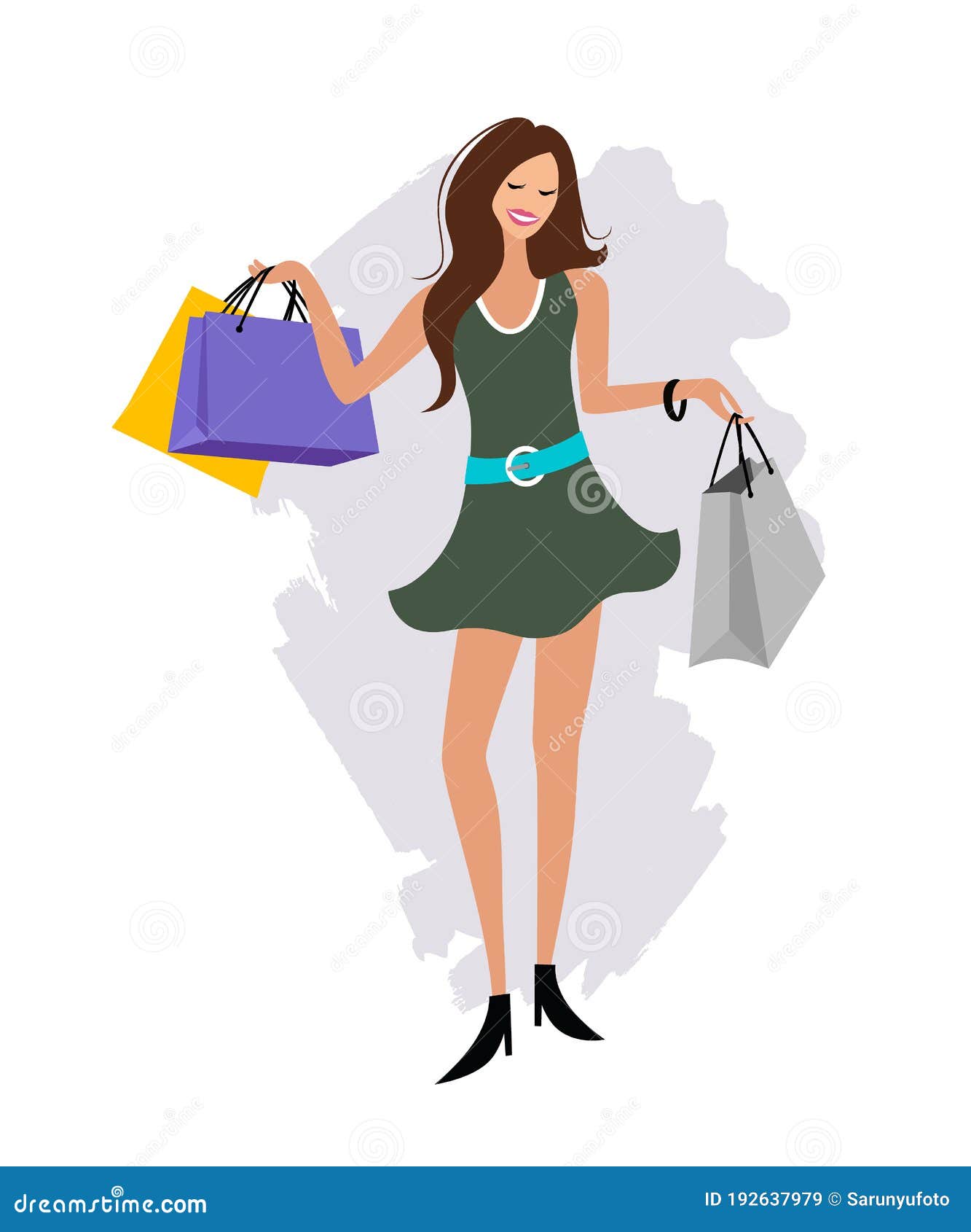 Woman Hand Holding Shopping Bag, Cartoon Design Stock Vector ...