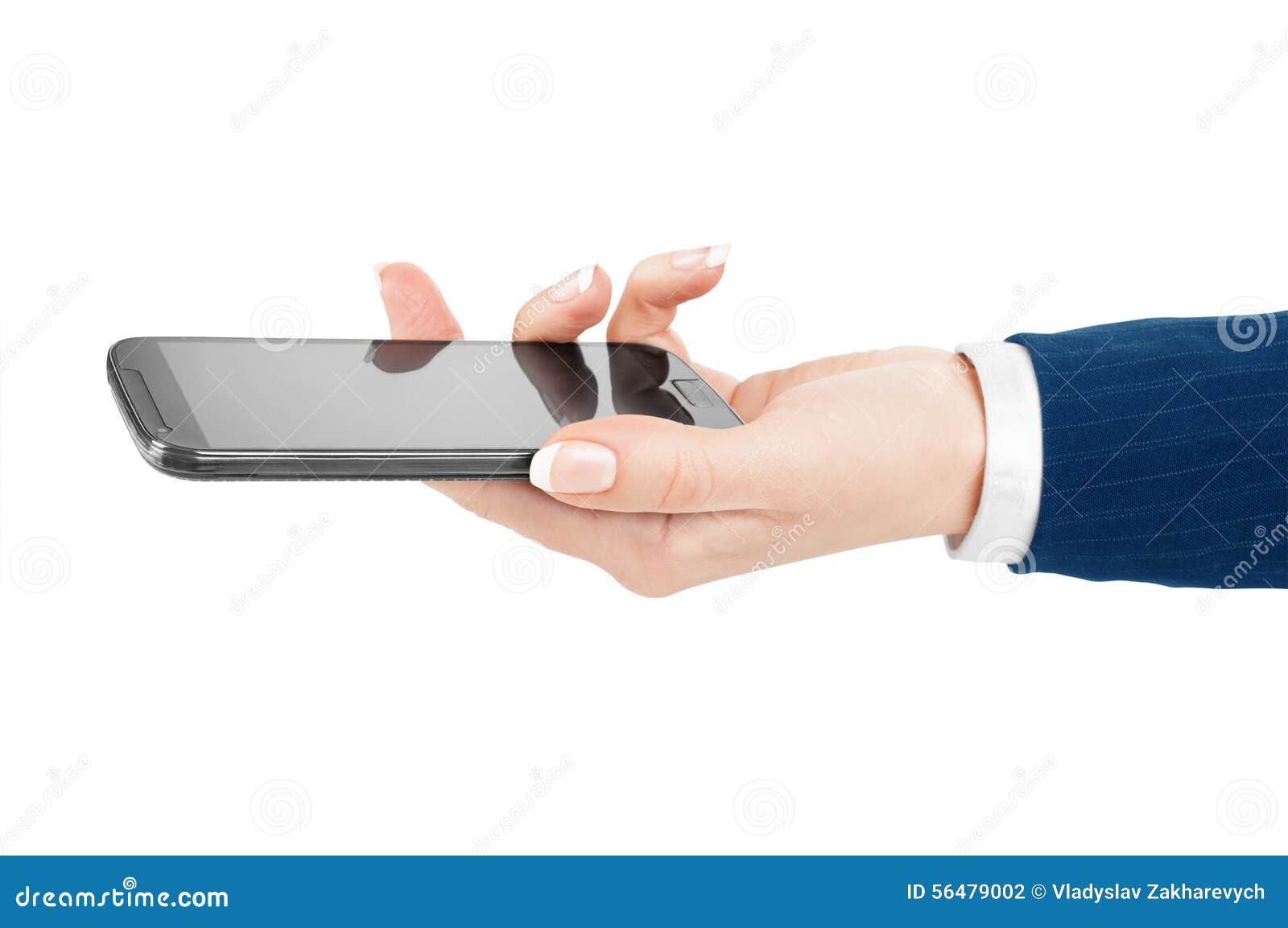Woman Hand Holding and Touching a Mobile Phone Screen with Her T Stock ...