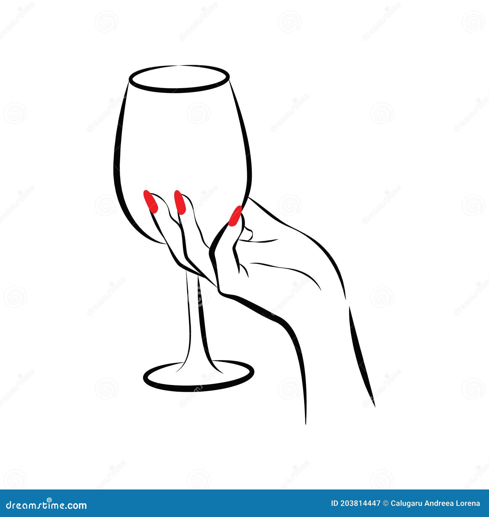 Woman Hand Holding Wine Glass Stock Vector - Illustration of gesture