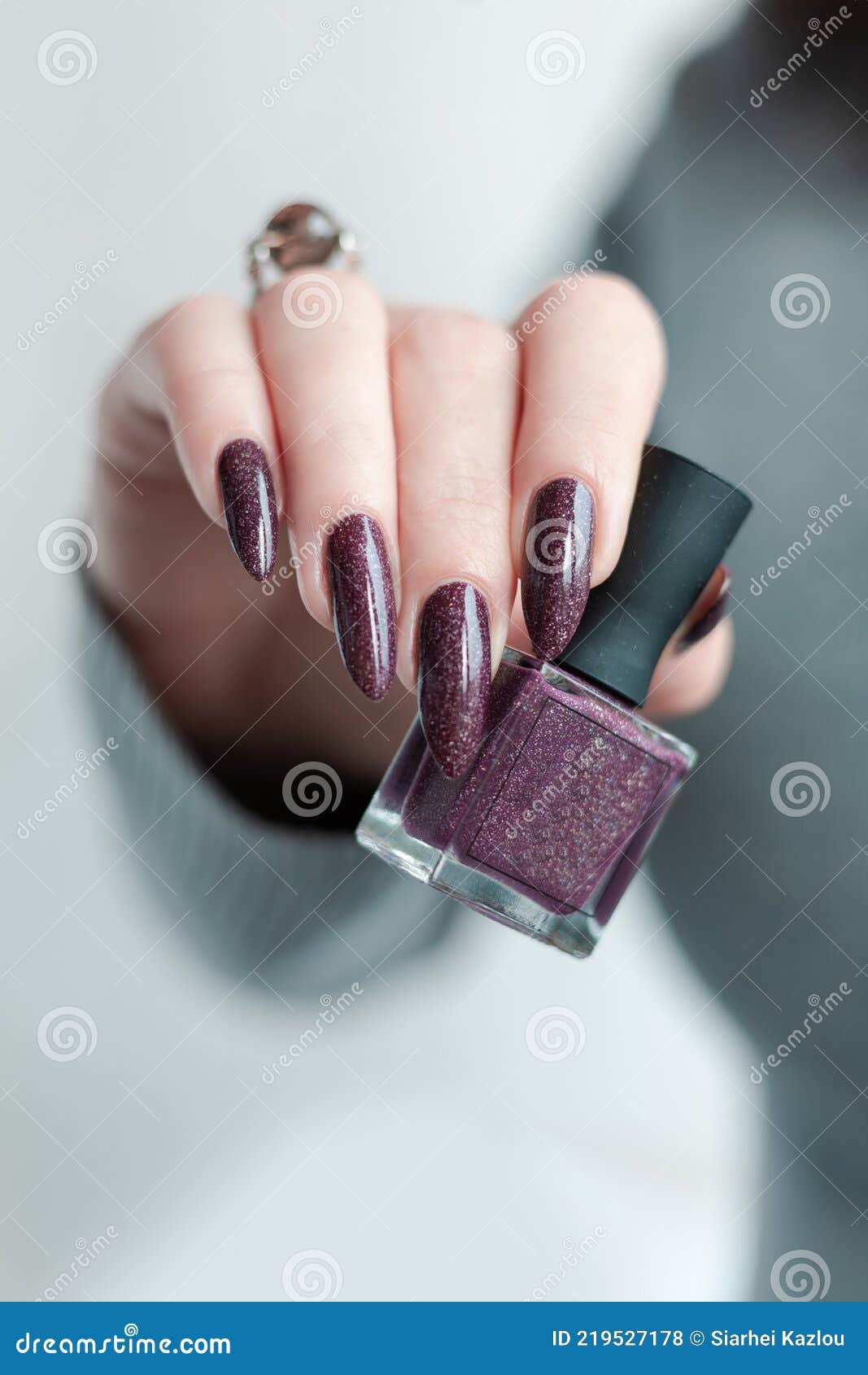 24 Hand Painted Gel False Nails Dark Red - Coffin, Stiletto, Square, Oval |  eBay