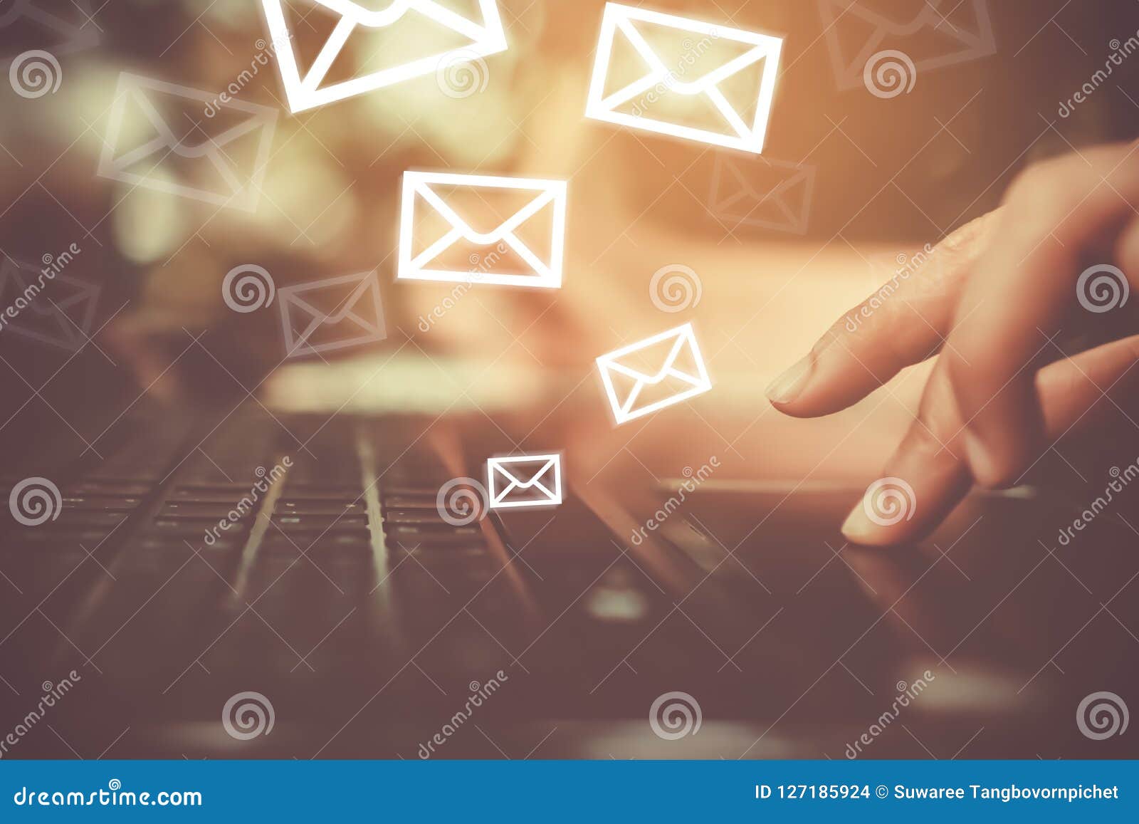 woman hand using smartphone to send and recieve email.