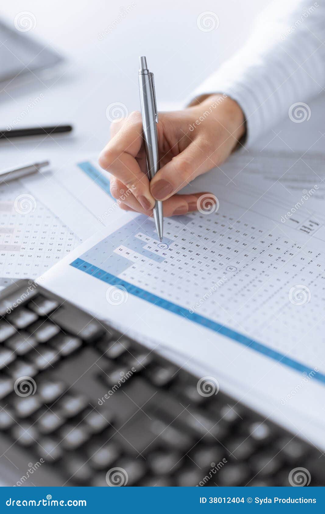 Woman Hand Writing on Paper with Numbers Stock Photo - Image of ...