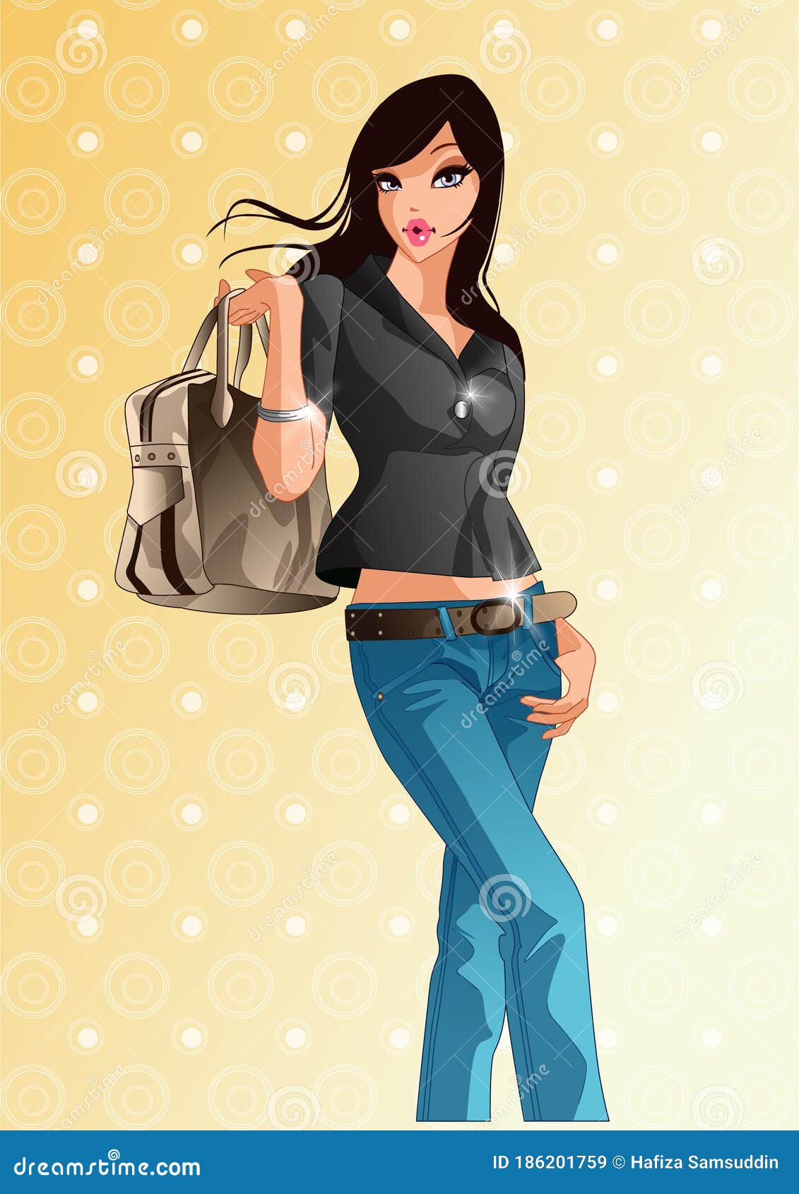 woman with handbag.   decorative 