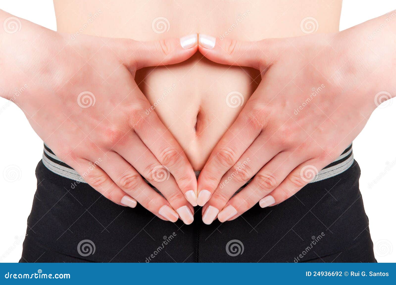 Woman with Hands Around Belly Button Stock Photo Image of acute, ache 24936692