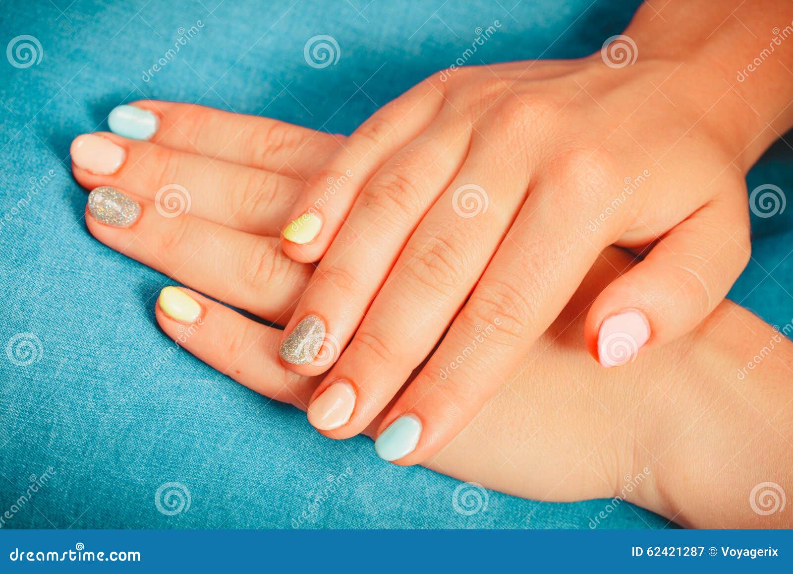 Woman Hands with Color Nail Polish. Manicure. Stock Image - Image of ...